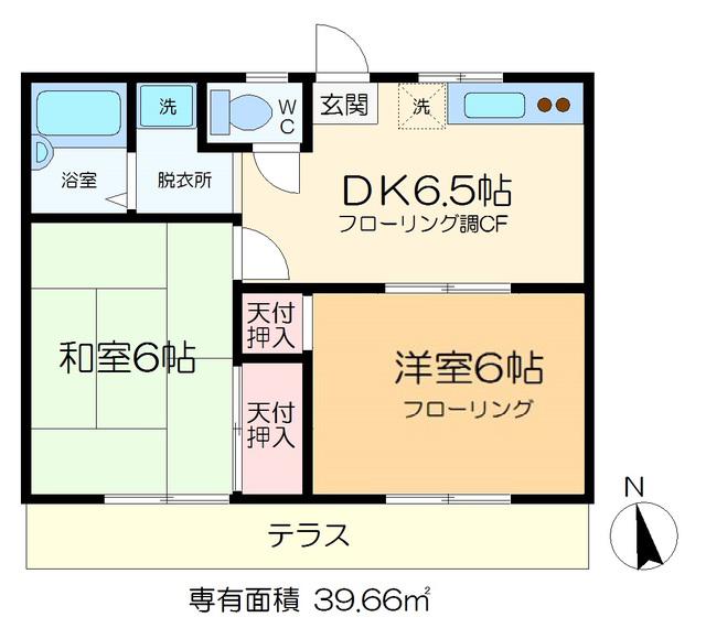スカイハイツA・B(2DK/1階)の間取り写真