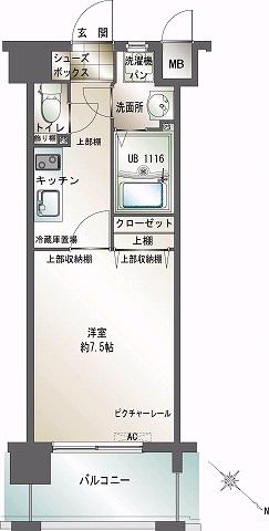 エンクレスト天神東III(1K/7階)の間取り写真