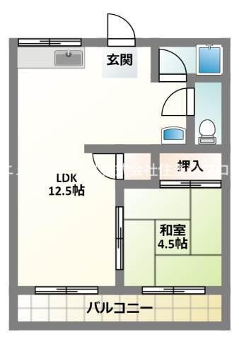グリーンハイツ さんわA(1LDK/2階)の間取り写真