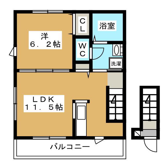サンモール(1LDK/2階)の間取り写真
