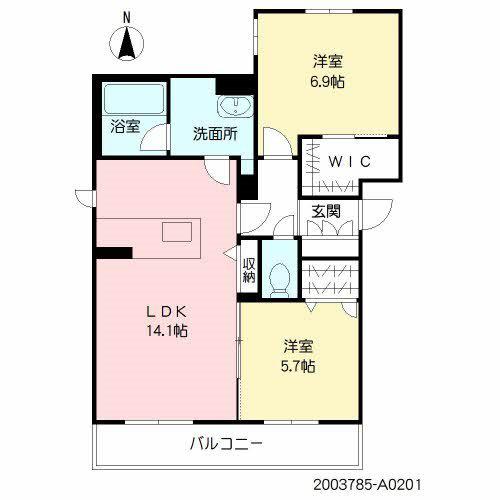 エクラシエ(2LDK/2階)の間取り写真