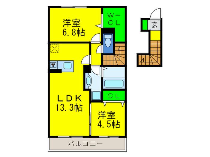 エミネンス さやか(2LDK/2階)の間取り写真