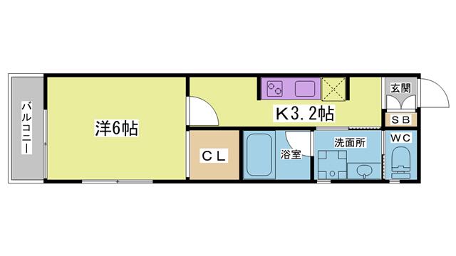 ナチュラルフロント(1K/2階)の間取り写真