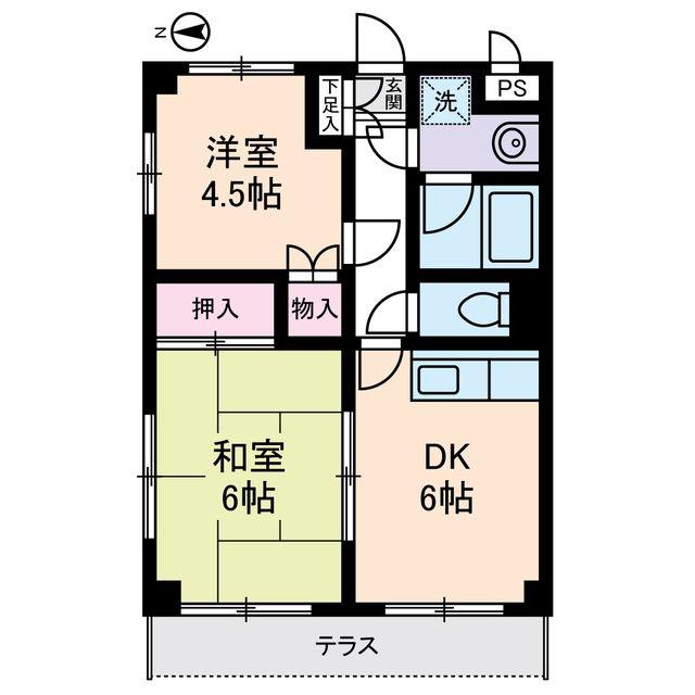 アメニティーハウス(2DK/1階)の間取り写真