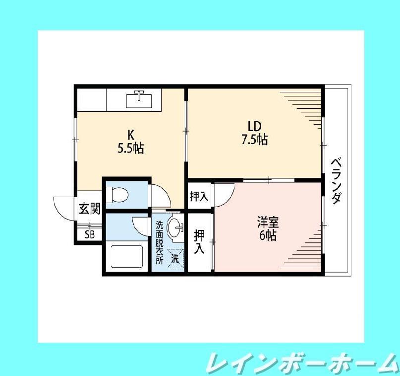 チェリーハイツ石川(2DK/1階)の間取り写真
