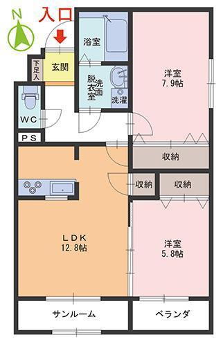えちぜん鉄道勝山線 越前新保駅 徒歩33分 3階建 築18年(2LDK/3階)の間取り写真