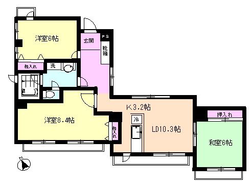 ヴィラコヤス壱番館(3LDK/6階)の間取り写真