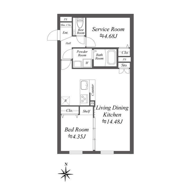 SOLASIA RESIDENCESSE世田谷代田(2LDK/1階)の間取り写真