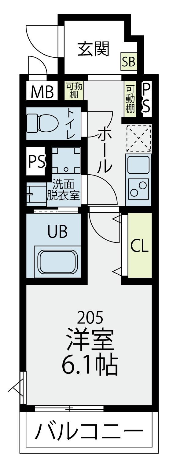 プラフィド(1K/2階)の間取り写真