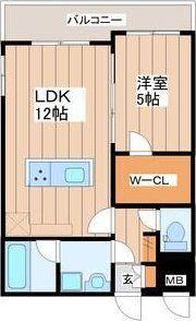 LUANA AIR RESIDENCE五橋(1LDK/1階)の間取り写真