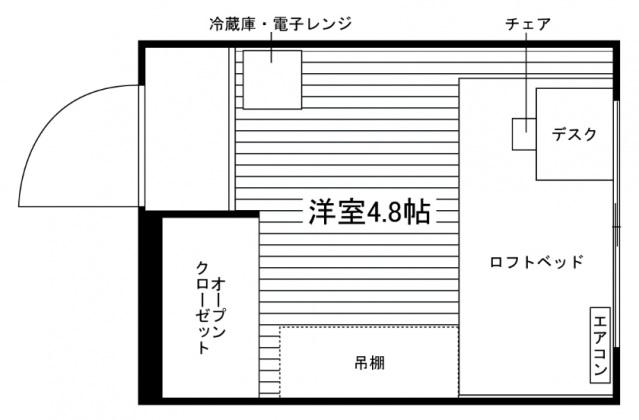 学生会館 ユニハーモニーALK向山(ワンルーム/1階)の間取り写真