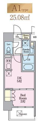リビオメゾン木場(1DK/8階)の間取り写真
