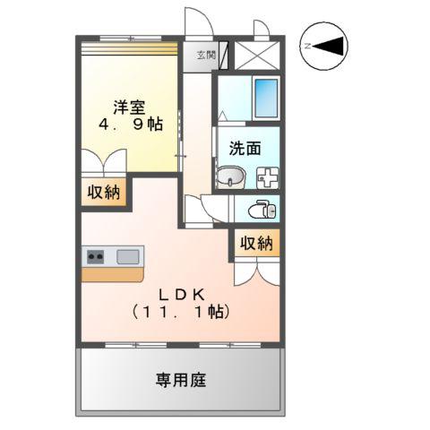 リオグランデ・コーシ(1LDK/1階)の間取り写真