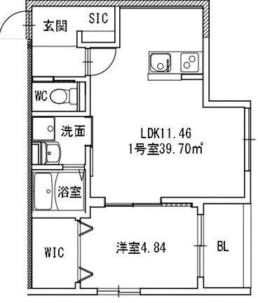 ノヴァイフ黒髪(1LDK/2階)の間取り写真