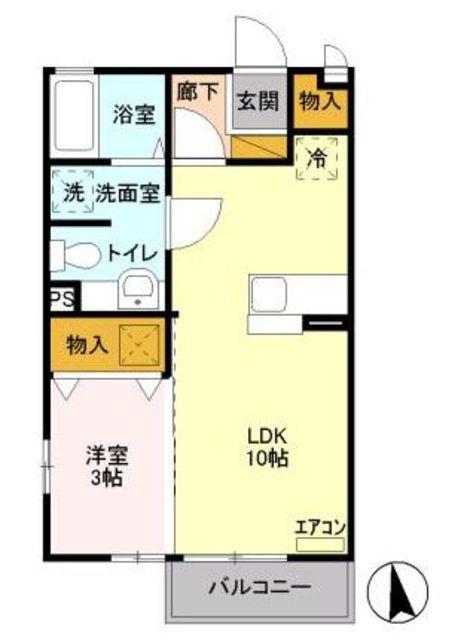 ホワイトミーティア(1LDK/1階)の間取り写真