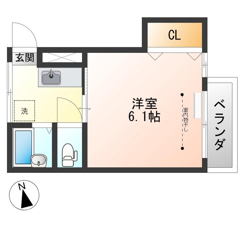 メゾンド岡野(1K/2階)の間取り写真