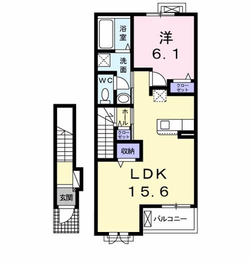 パークライフ八尾I(1LDK/2階)の間取り写真