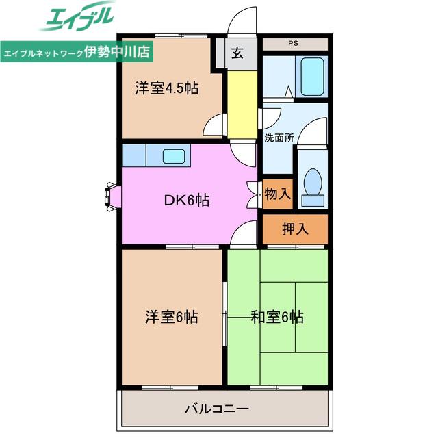 レジデンス165(3DK/2階)の間取り写真