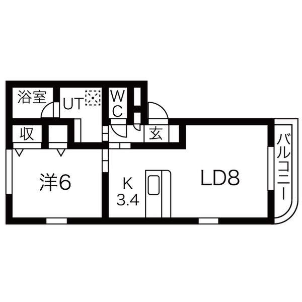 ラプラス北14条(1LDK/2階)の間取り写真