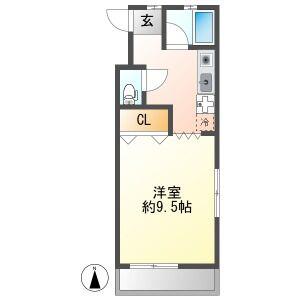 PRUSTA長良(1K/2階)の間取り写真