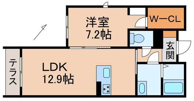 シャーメゾングレース堀止(1LDK/1階)の間取り写真