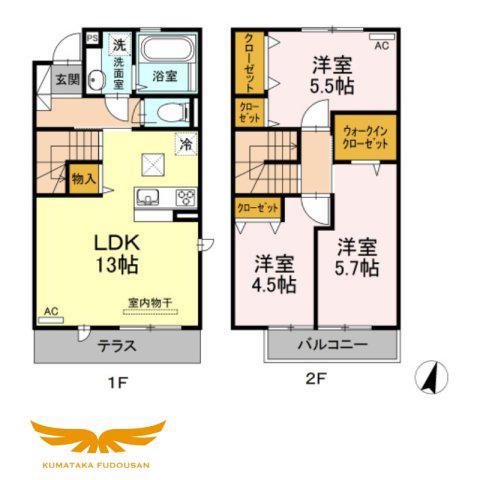 フルールブラン(3LDK/1階)の間取り写真