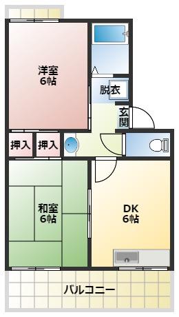 ハイツN(2DK/1階)の間取り写真