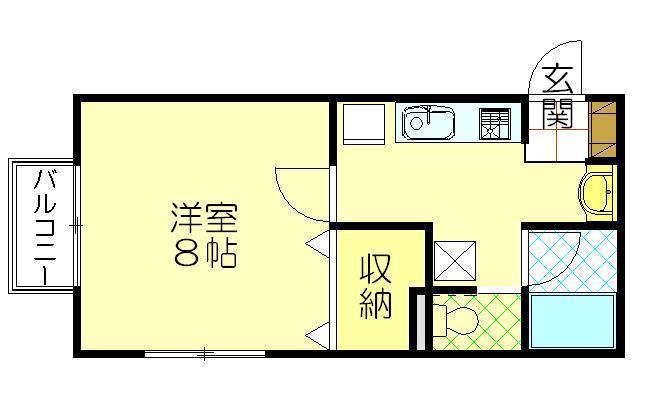 コーポささきII(1K/2階)の間取り写真