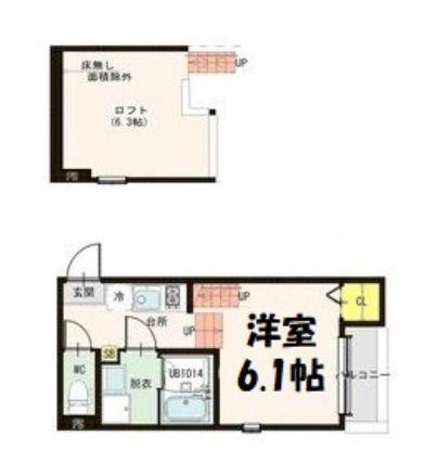 ハーモニーテラス金屋IIA(1K/2階)の間取り写真