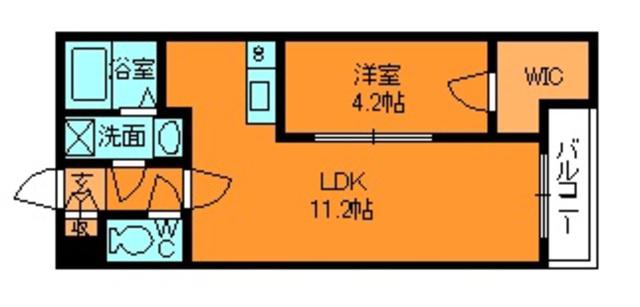 ジーメゾン郡山リアン(1LDK/1階)の間取り写真