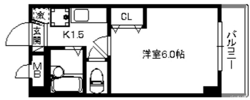 ガーデンパレス西新(1K/4階)の間取り写真