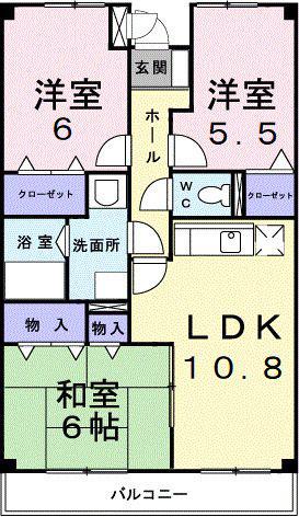サンシャイン恵(3LDK/2階)の間取り写真