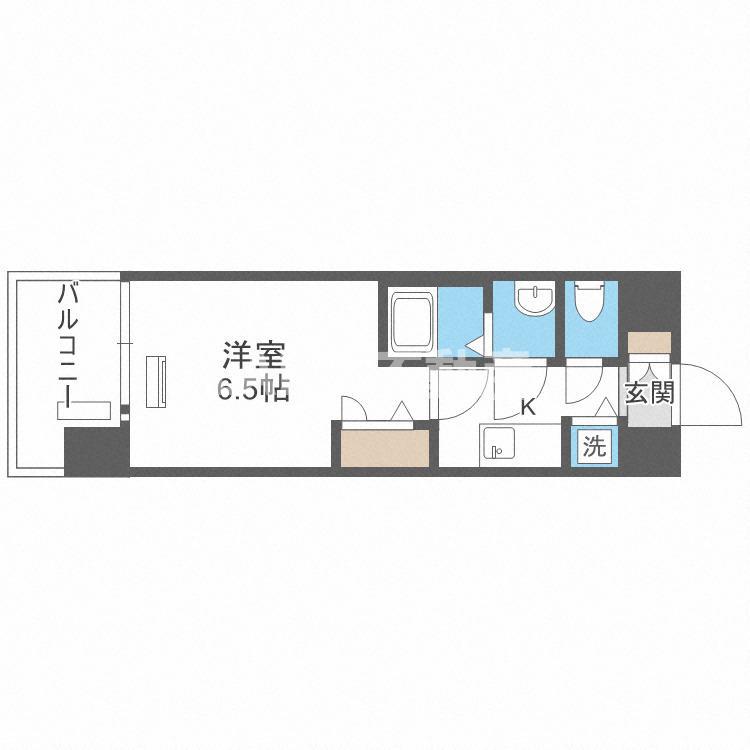 スワンズシティ大阪城北詰(1K/2階)の間取り写真