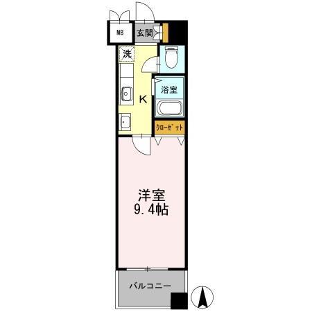 カスタリア志賀本通(1K/4階)の間取り写真