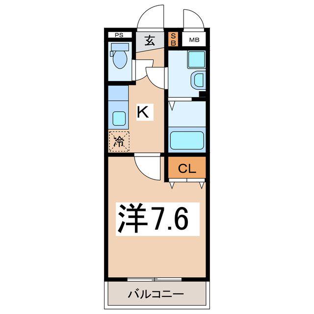 ラフィーネ甲府(1K/2階)の間取り写真