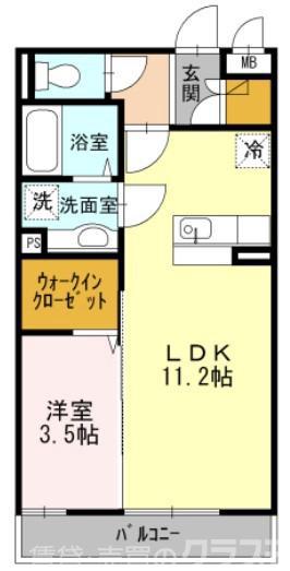 ノール百舌鳥八幡(1LDK/2階)の間取り写真