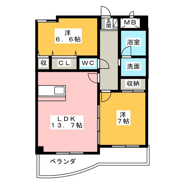 コンフォート五反田(2LDK/1階)の間取り写真