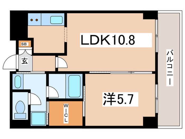アウローラ武庫之荘(1LDK/6階)の間取り写真