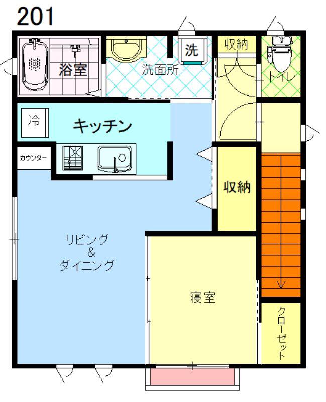 FREESIA(1LDK/2階)の間取り写真