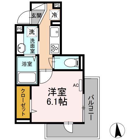 上町DKハイム(ワンルーム/1階)の間取り写真