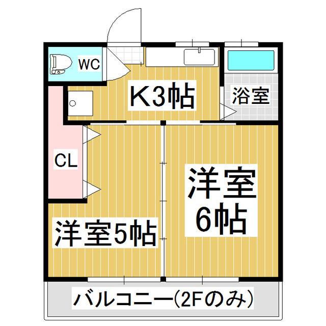 ドミールC(2K/2階)の間取り写真