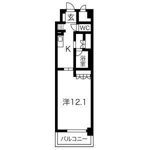 大曽根朝日マンション(1K/4階)の間取り写真