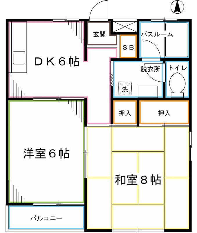ハイムSTYII(2DK/1階)の間取り写真