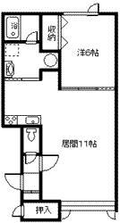 パリティー(1LDK/2階)の間取り写真