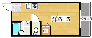 シャンテー中宮I(ワンルーム/5階)の間取り写真