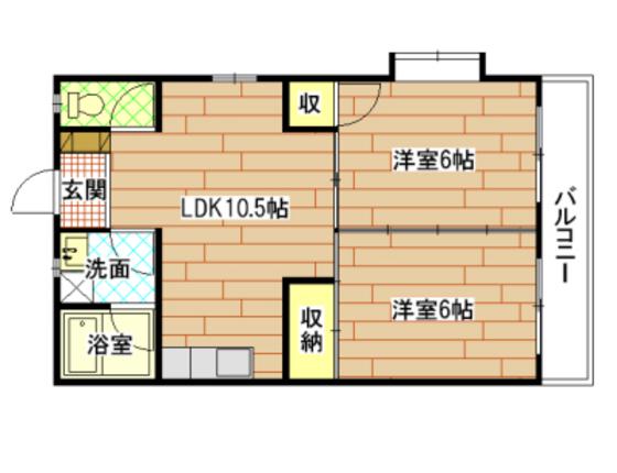 桑原コーポ3(2LDK/1階)の間取り写真