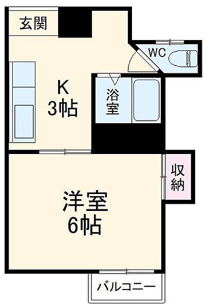 エクレールK鶴巻(1K/3階)の間取り写真