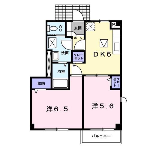 アロッジオ・プリムローズ(2DK/1階)の間取り写真