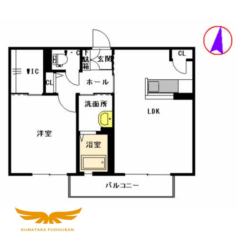 ジュネス・フラン III棟(1LDK/2階)の間取り写真