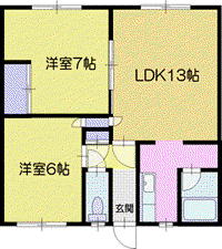 江南ハイツ(2LDK/2階)の間取り写真
